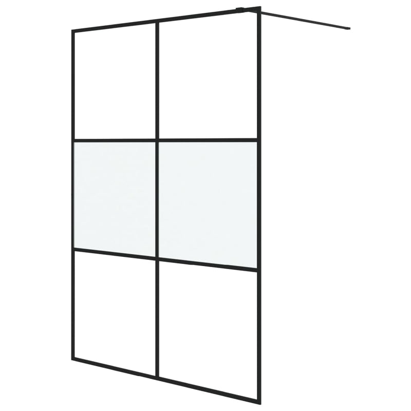 vidaXL fekete selyemmatt ESG üveg zuhanyfal 140x195 cm