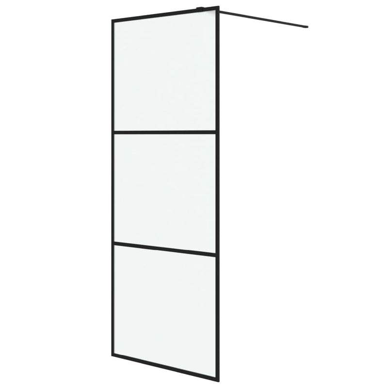 vidaXL fekete ESG tejüveg zuhanyfal küszöb nélküli zuhanyhoz 80x195 cm
