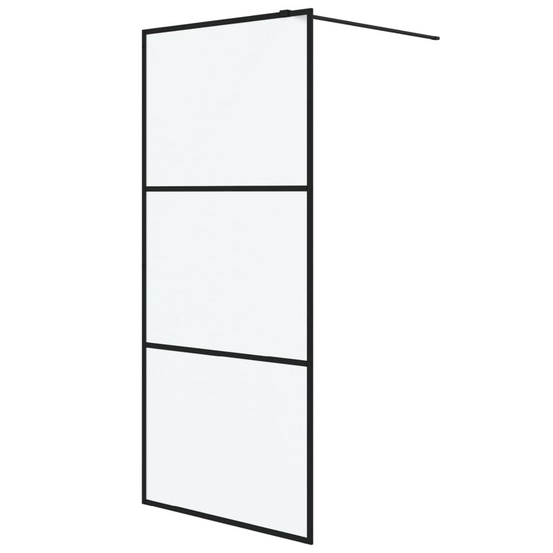 vidaXL fekete ESG tejüveg zuhanyfal küszöb nélküli zuhanyhoz 90x195 cm