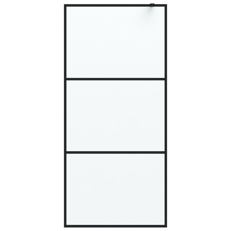 vidaXL fekete ESG tejüveg zuhanyfal küszöb nélküli zuhanyhoz 90x195 cm