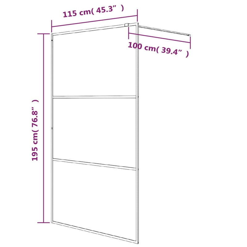 vidaXL ezüstszínű átlátszó ESG üveg zuhanyfal 115x195 cm
