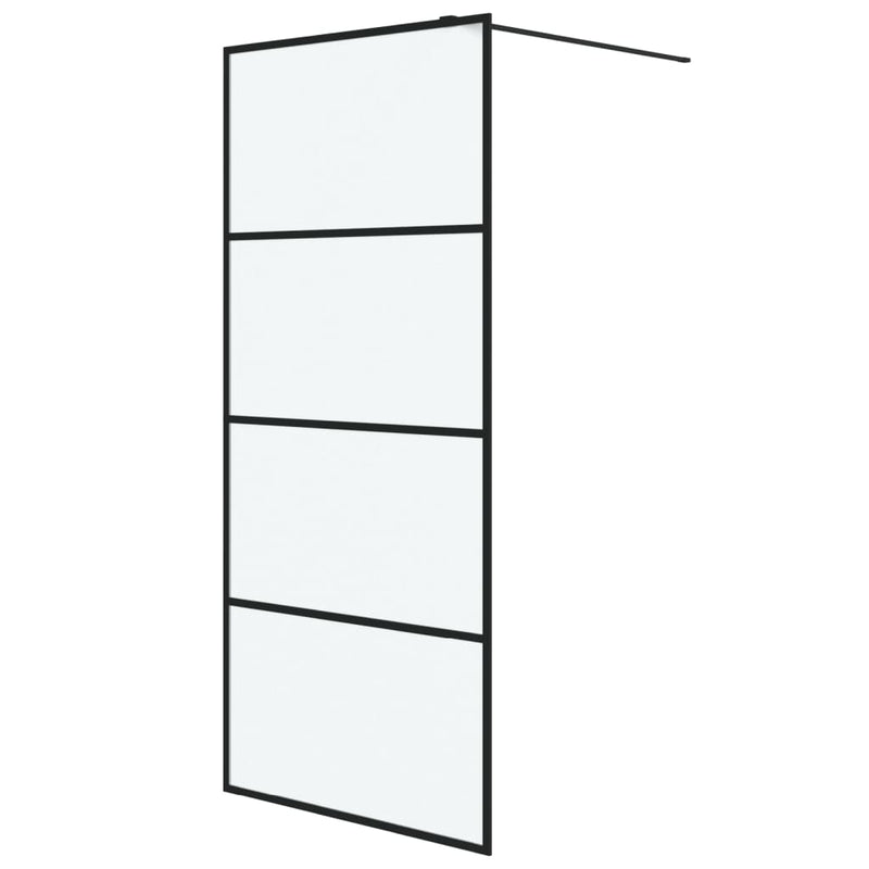 vidaXL fekete ESG tejüveg zuhanyfal küszöb nélküli zuhanyhoz 90x195 cm