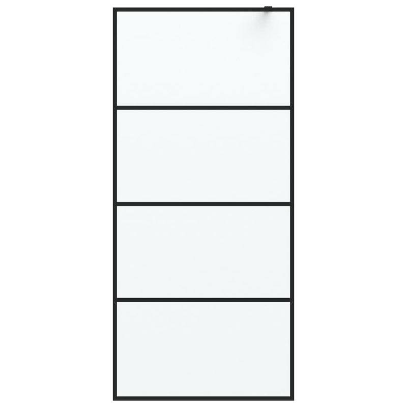 vidaXL fekete ESG tejüveg zuhanyfal küszöb nélküli zuhanyhoz 90x195 cm