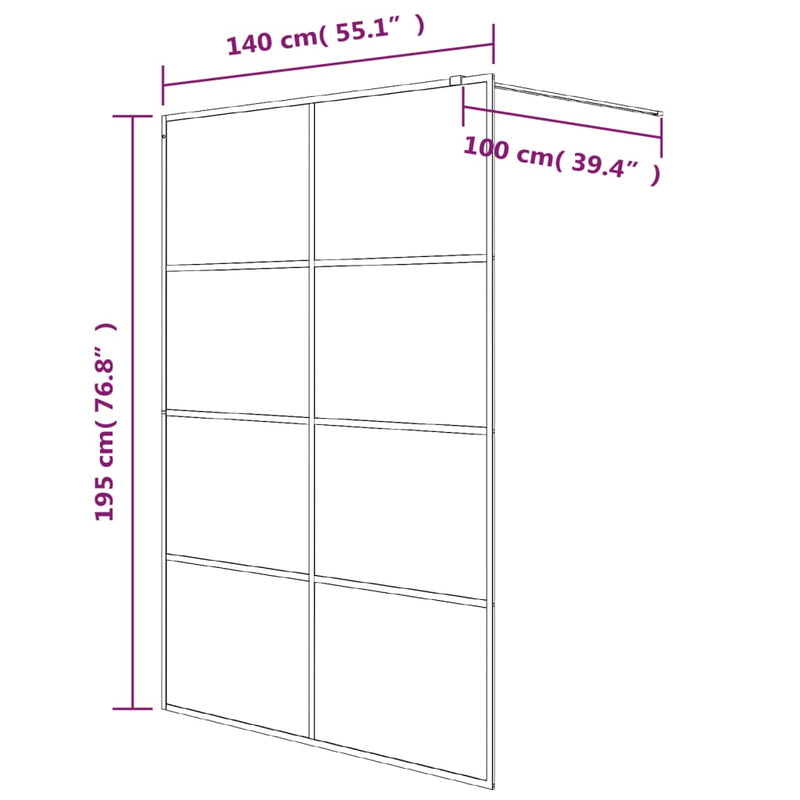 vidaXL fekete ESG tejüveg zuhanyfal 140x195 cm