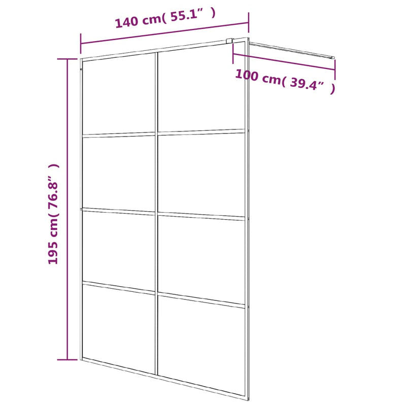 vidaXL ezüstszínű átlátszó ESG üveg zuhanyfal 140x195 cm