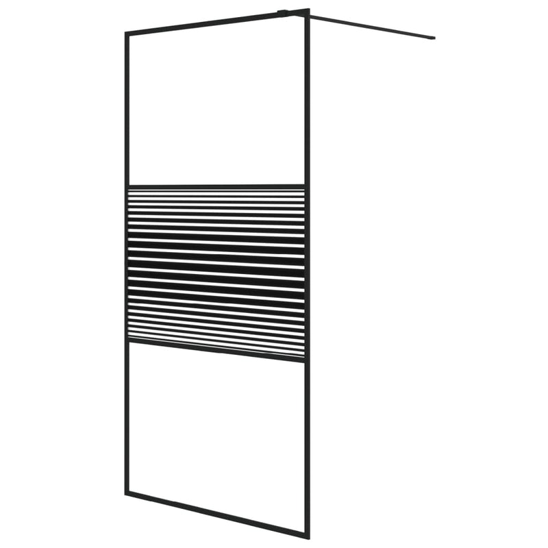 vidaXL fekete átlátszó ESG üveg zuhanyfal 100 x 195 cm