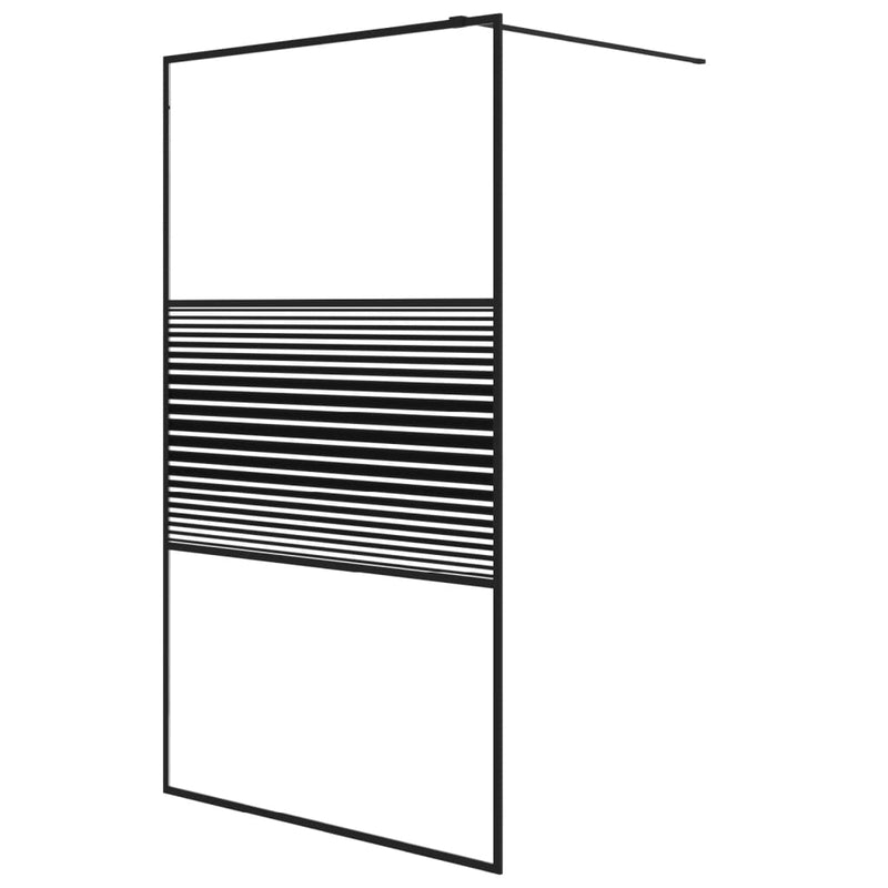 vidaXL fekete átlátszó ESG üveg zuhanyfal 115 x 195 cm