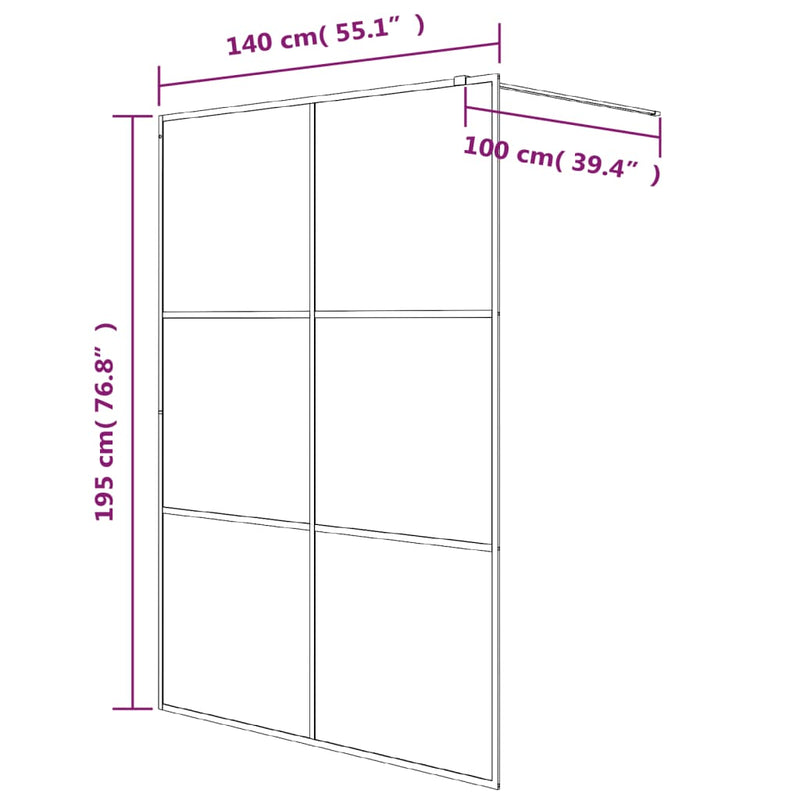 vidaXL fehér átlátszó ESG üveg zuhanyfal 140 x 195 cm