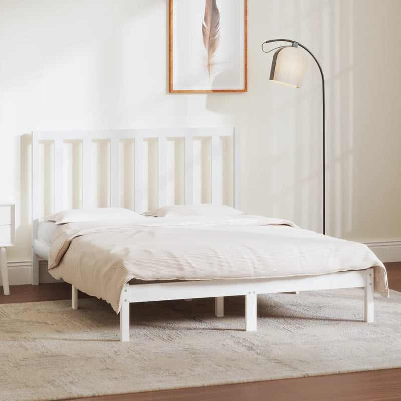 vidaXL fehér tömör fenyőfa ágy matrac nélkül 140x190 cm