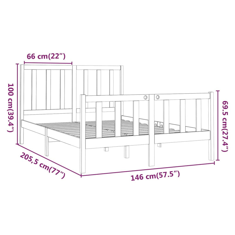 vidaXL tömör fenyőfa ágy matrac nélkül 140 x 200 cm