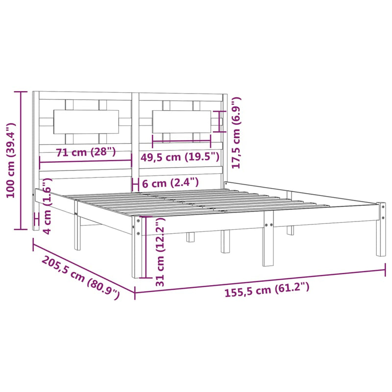 vidaXL tömör fenyőfa ágy matrac nélkül 150x200 cm