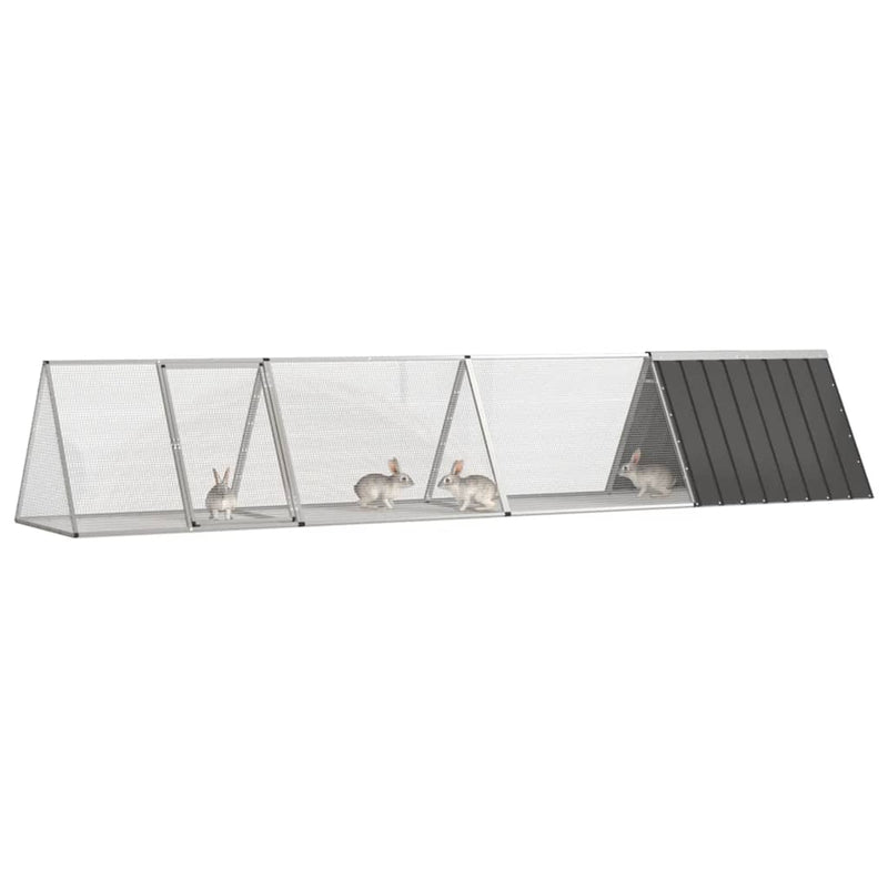 vidaXL antracitszürke horganyzott acél nyúlketrec 403,5x80,5x71 cm