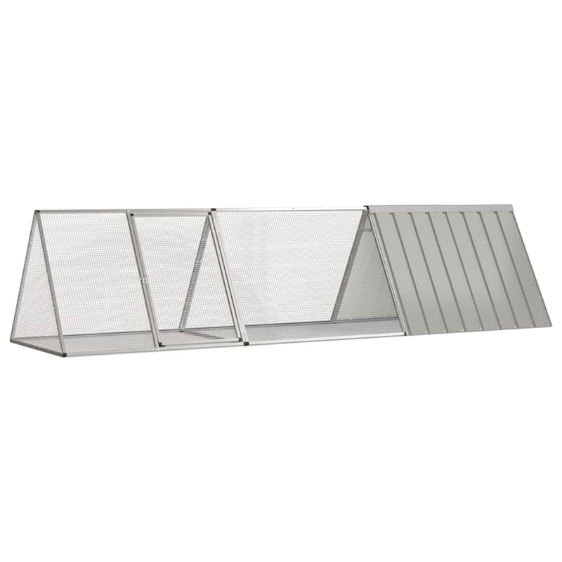 vidaXL szürke horganyzott acél nyúlketrec 302,5 x 80,5 x 71 cm