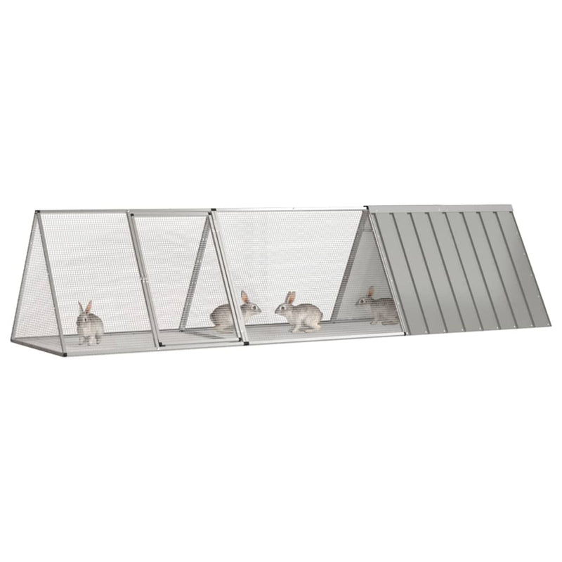 vidaXL szürke horganyzott acél nyúlketrec 302,5 x 80,5 x 71 cm