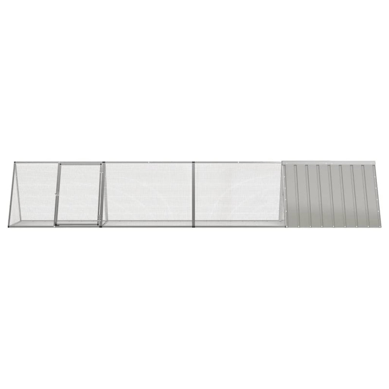 vidaXL szürke horganyzott acél nyúlketrec 403,5x80,5x71 cm