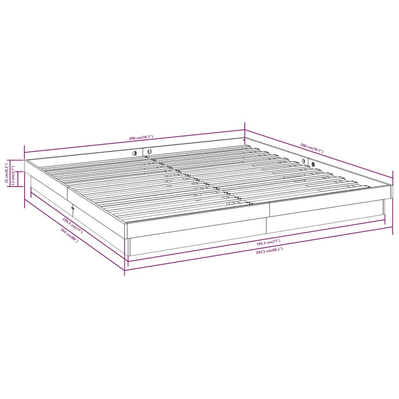 vidaXL tömör fa ágykeret matrac nélkül 200 x 200 cm
