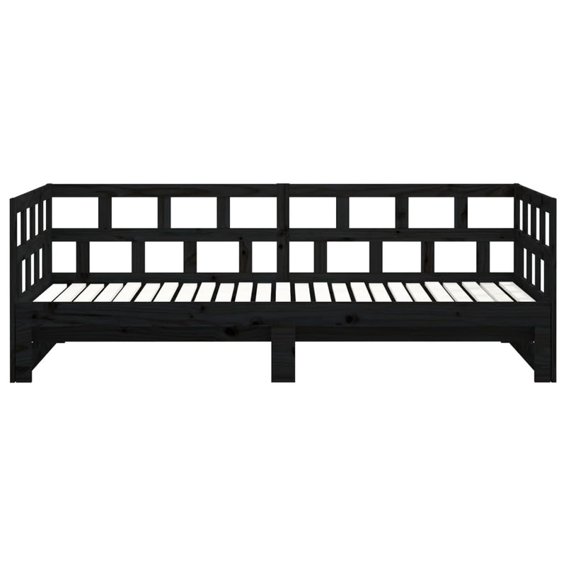 vidaXL fekete tömör fenyőfa kihúzható kanapéágy 2 x (90 x 200) cm