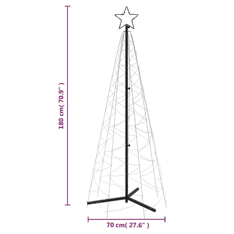 vidaXL kúp alakú karácsonyfa 200 hideg fehér LED-del 70 x 180 cm