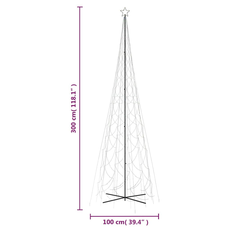 vidaXL kúp alakú karácsonyfa 3000 színes LED-del 230 x 800 cm