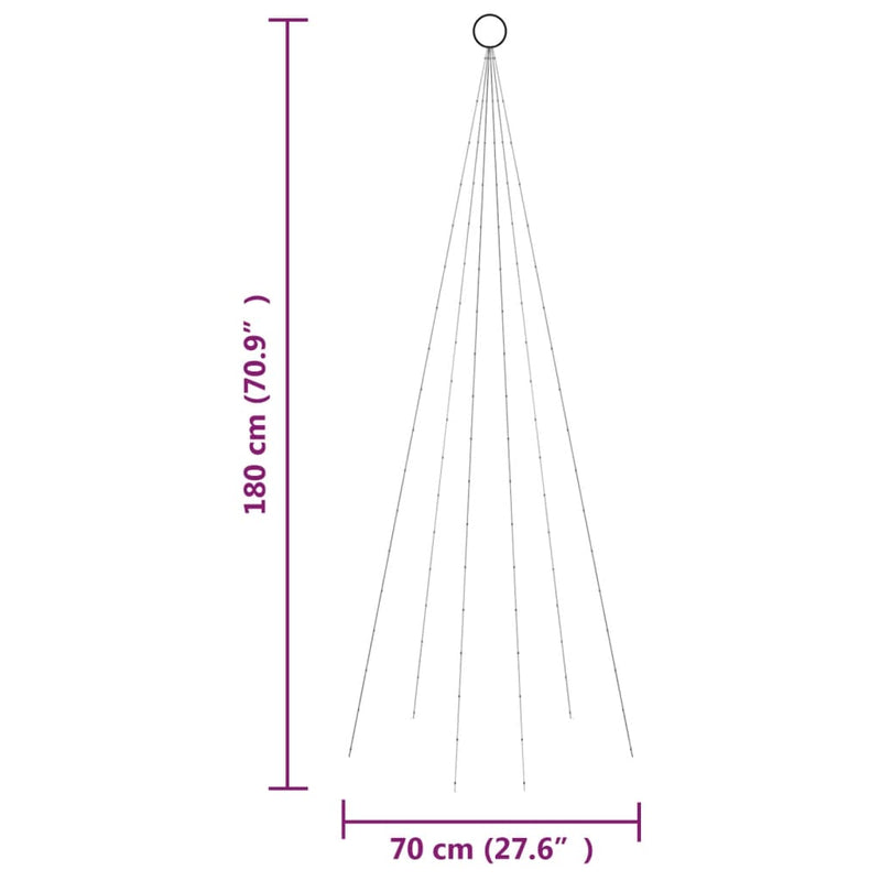 vidaXL karácsonyfa zászlórúdon 108 meleg fehér LED-del 180 cm