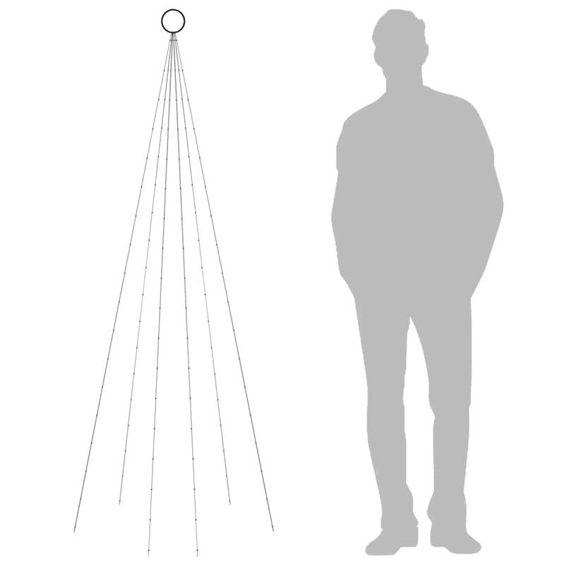 vidaXL karácsonyfa zászlórúdon 108 színes LED-del 180 cm