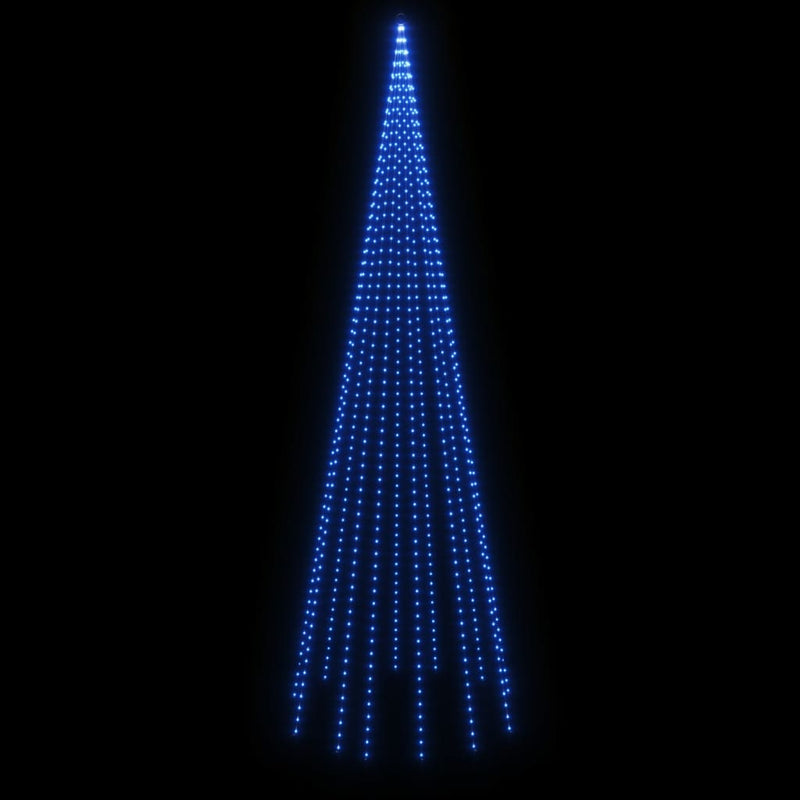 vidaXL karácsonyfa zászlórúdon 732 kék LED-del 500 cm