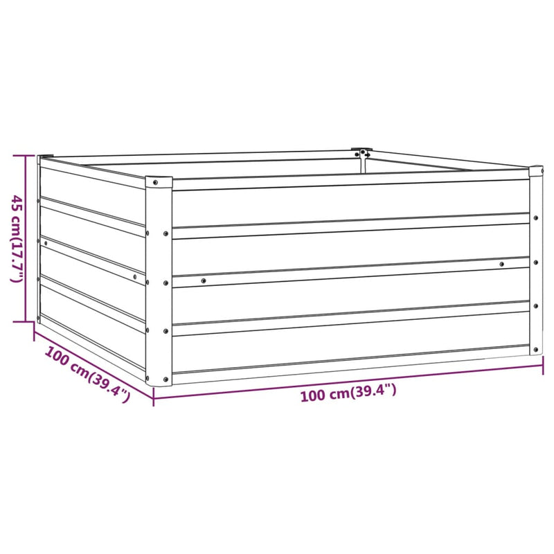 vidaXL rozsda színű corten acél kerti magaságyás 100 x 100 x 45 cm