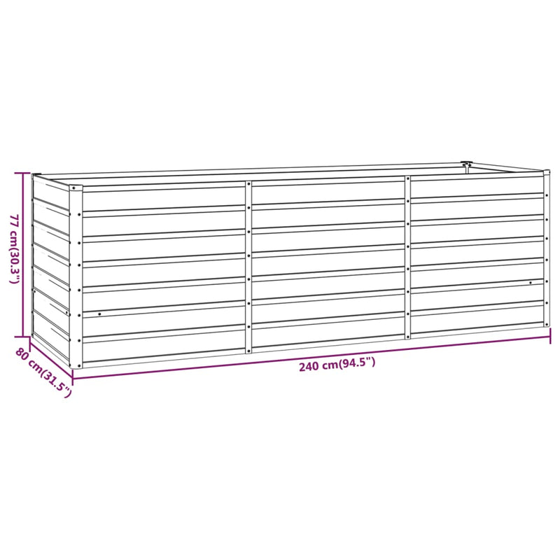 vidaXL rozsda színű corten acél kerti magaságyás 240 x 80 x 77 cm