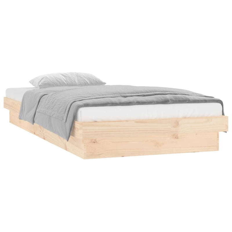 vidaXL tömör fa ágykeret LED-világítással 90 x 200 cm
