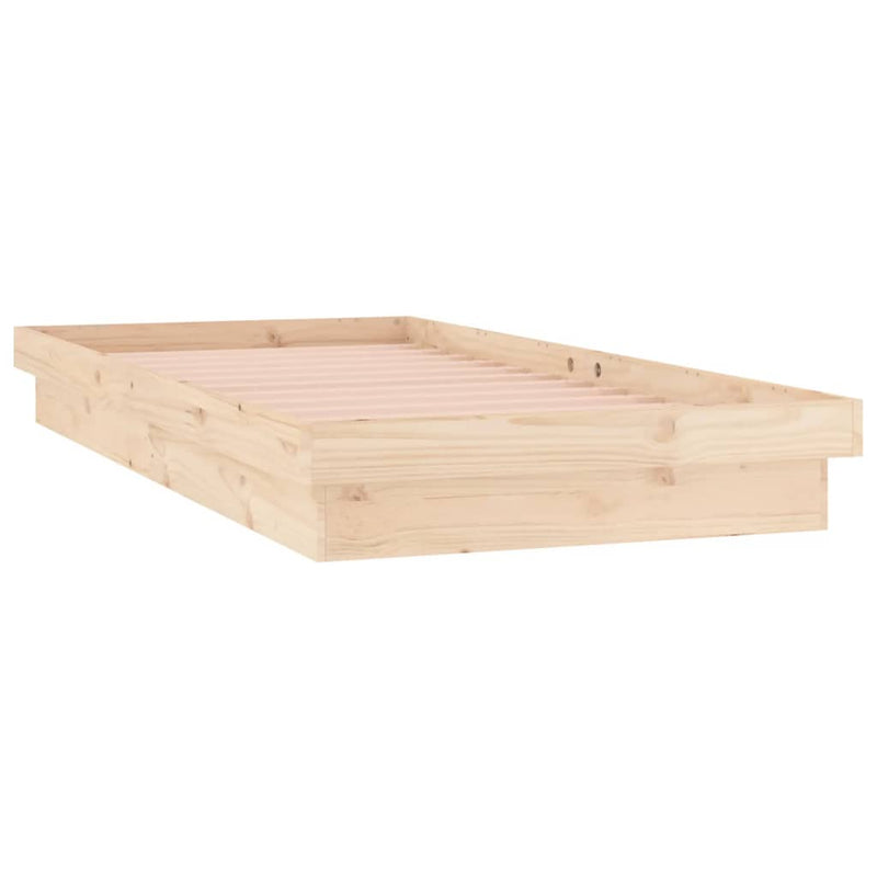 vidaXL tömör fa ágykeret LED-világítással 90 x 200 cm