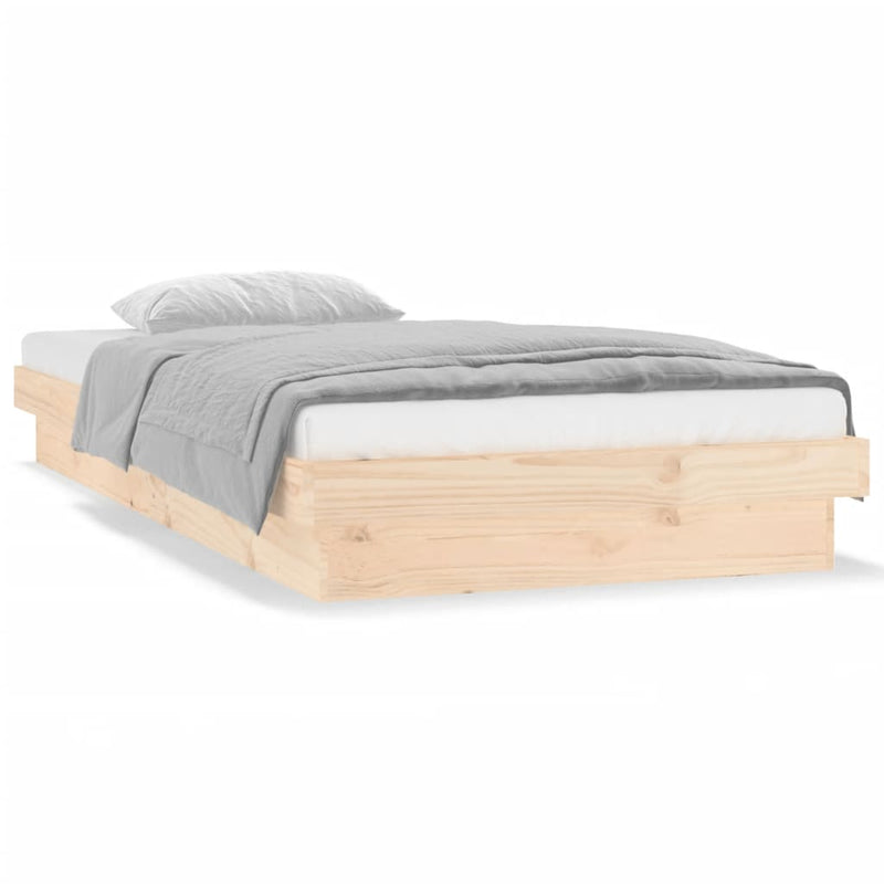vidaXL tömör fa ágykeret LED-világítással 90 x 200 cm
