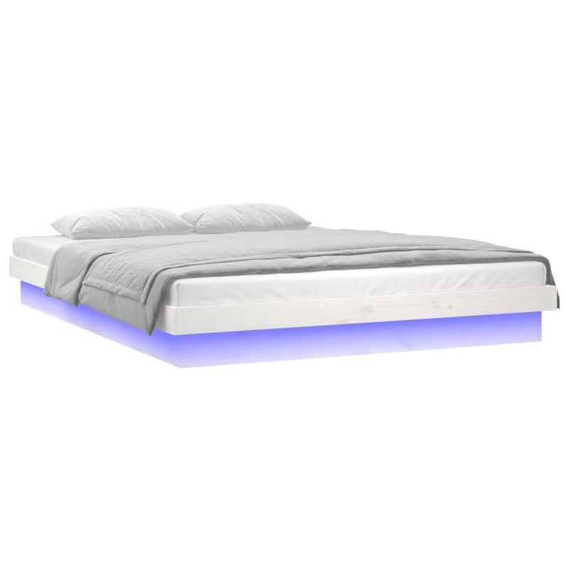 vidaXL fehér tömör fa ágykeret LED-ekkel 180 x 200 cm (Super King)