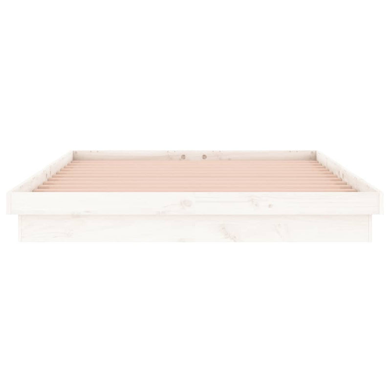 vidaXL fehér tömör fa ágykeret LED-világítással 200 x 200 cm