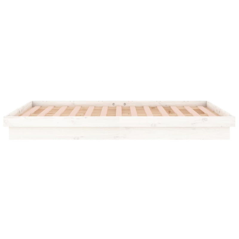 vidaXL fehér tömör fa ágykeret LED-világítással 200 x 200 cm