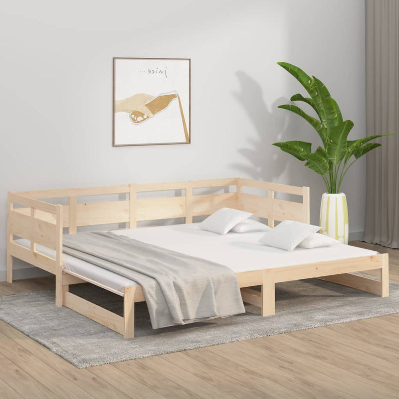 vidaXL tömör fenyőfa kihúzható kanapéágy 2 x (80 x 200) cm