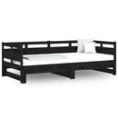 vidaXL fekete tömör fenyőfa kihúzható kanapéágy 2 x (80 x 200) cm