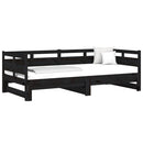 vidaXL fekete tömör fenyőfa kihúzható kanapéágy 2 x (80 x 200) cm