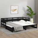 vidaXL fekete tömör fenyőfa kihúzható kanapéágy 2 x (80 x 200) cm