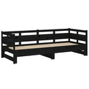 vidaXL fekete tömör fenyőfa kihúzható kanapéágy 2 x (80 x 200) cm