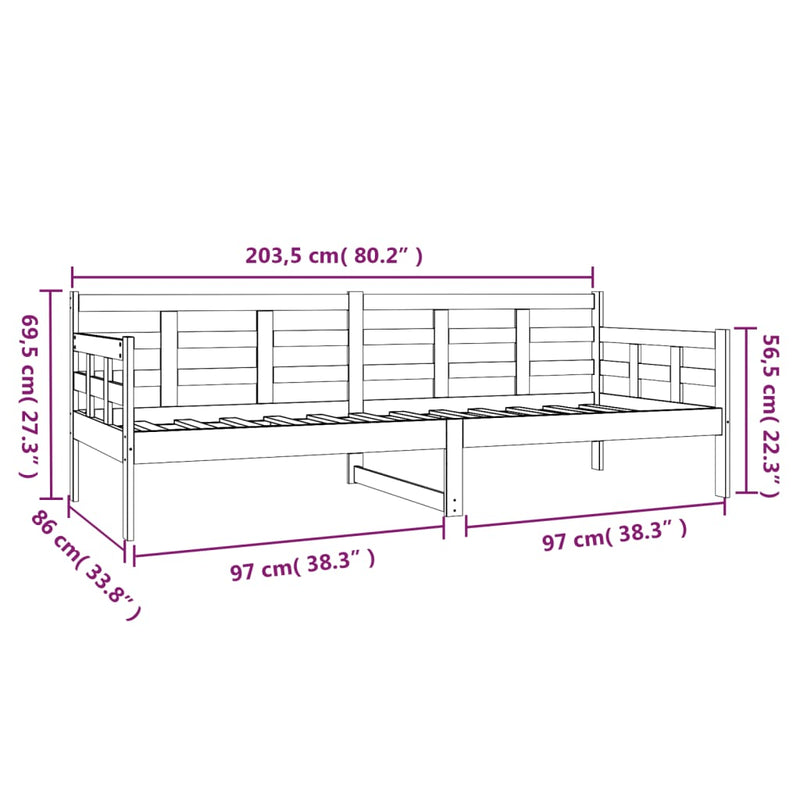 vidaXL tömör fenyőfa kanapéágy 80x200 cm