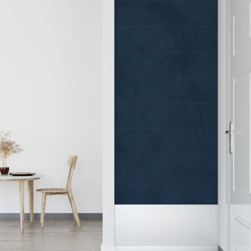 vidaXL 12 db kék bársony fali panel 60x30 cm 2,16 m²