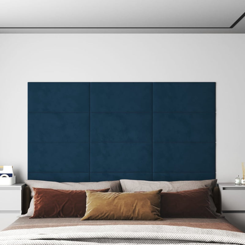 vidaXL 12 db kék bársony fali panel 60x30 cm 2,16 m²