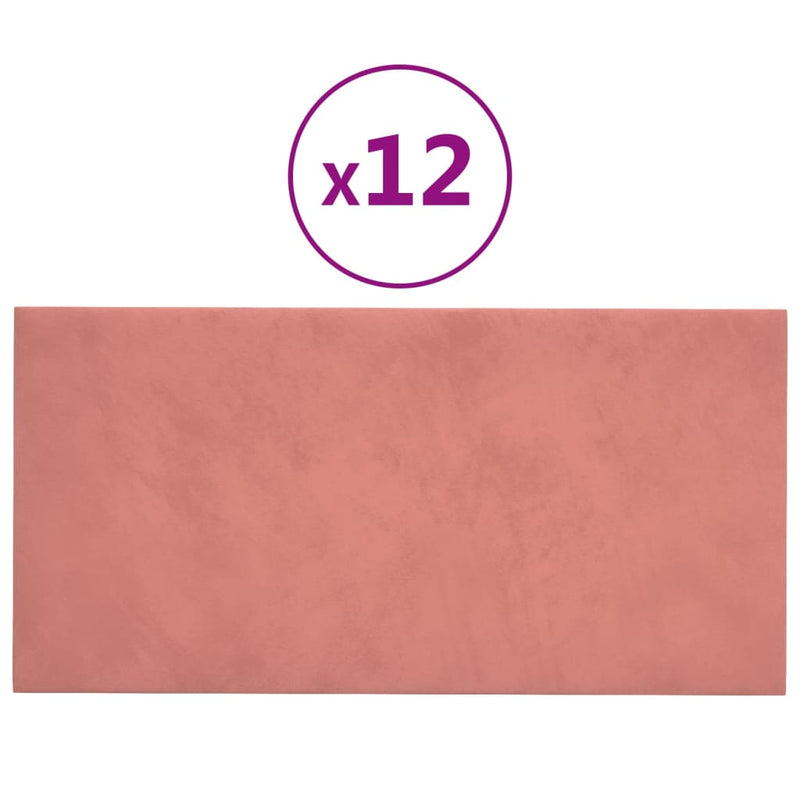 vidaXL 12 db rózsaszín bársony fali panel 60x30 cm 2,16 m²