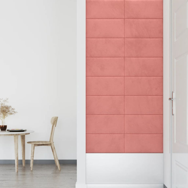 vidaXL 12 db rózsaszín bársony fali panel 60x30 cm 2,16 m²