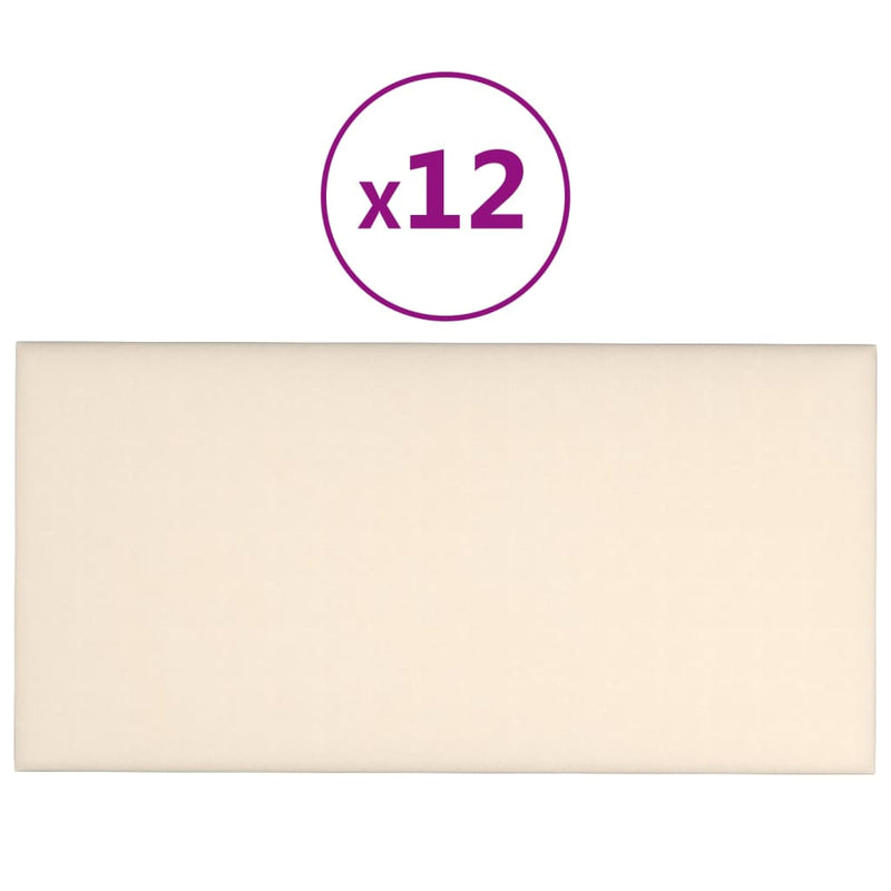 vidaXL 12 db krémszínű bársony fali panel 60x30 cm 2,16 m²