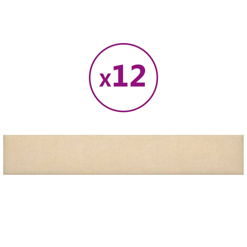 vidaXL 12 db krémszínű szövet fali panel 90 x 15 cm 1,62 m²