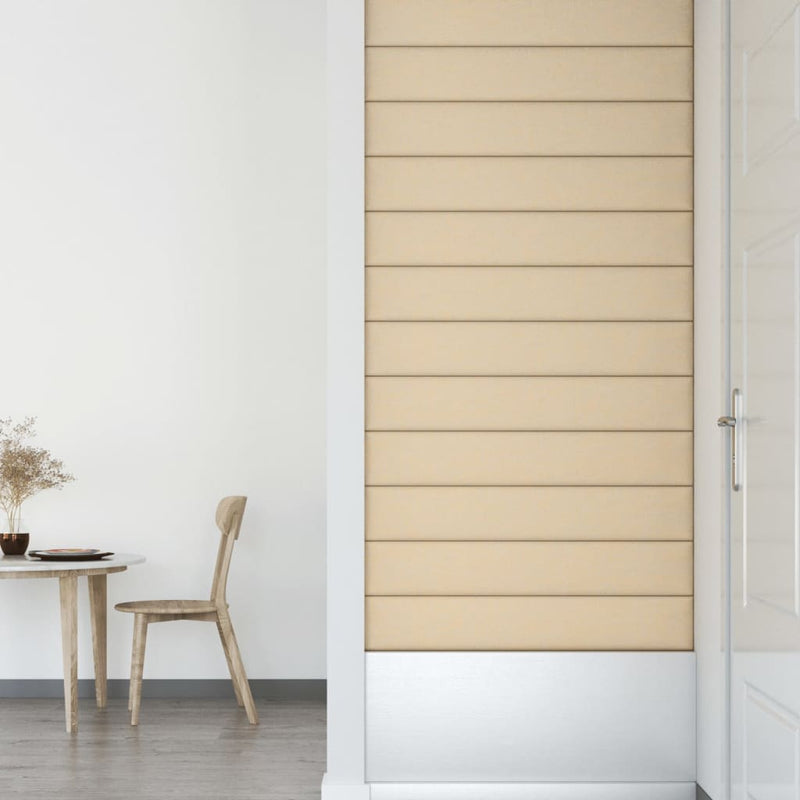 vidaXL 12 db krémszínű szövet fali panel 90 x 15 cm 1,62 m²