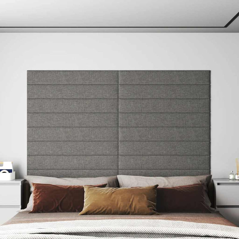 vidaXL 12 db világosszürke szövet fali panel 90x15 cm 1,62 m²