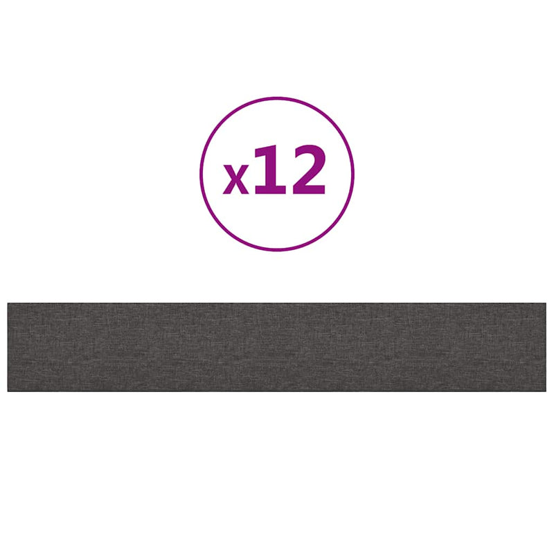 vidaXL 12 db sötétszürke szövet fali panel 90x15 cm 1,62 m²