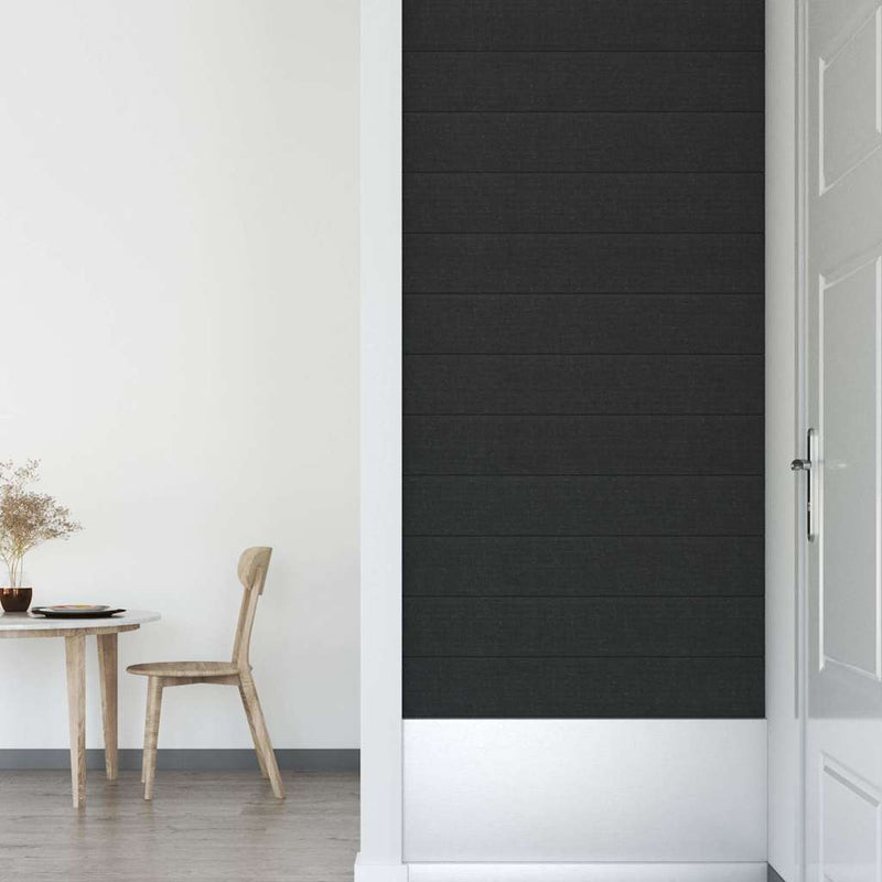 vidaXL 12 db fekete szövet fali panel 90x15 cm 1,62 m²